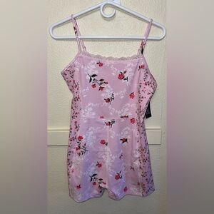 Floral Pink Romper with Lace Trim